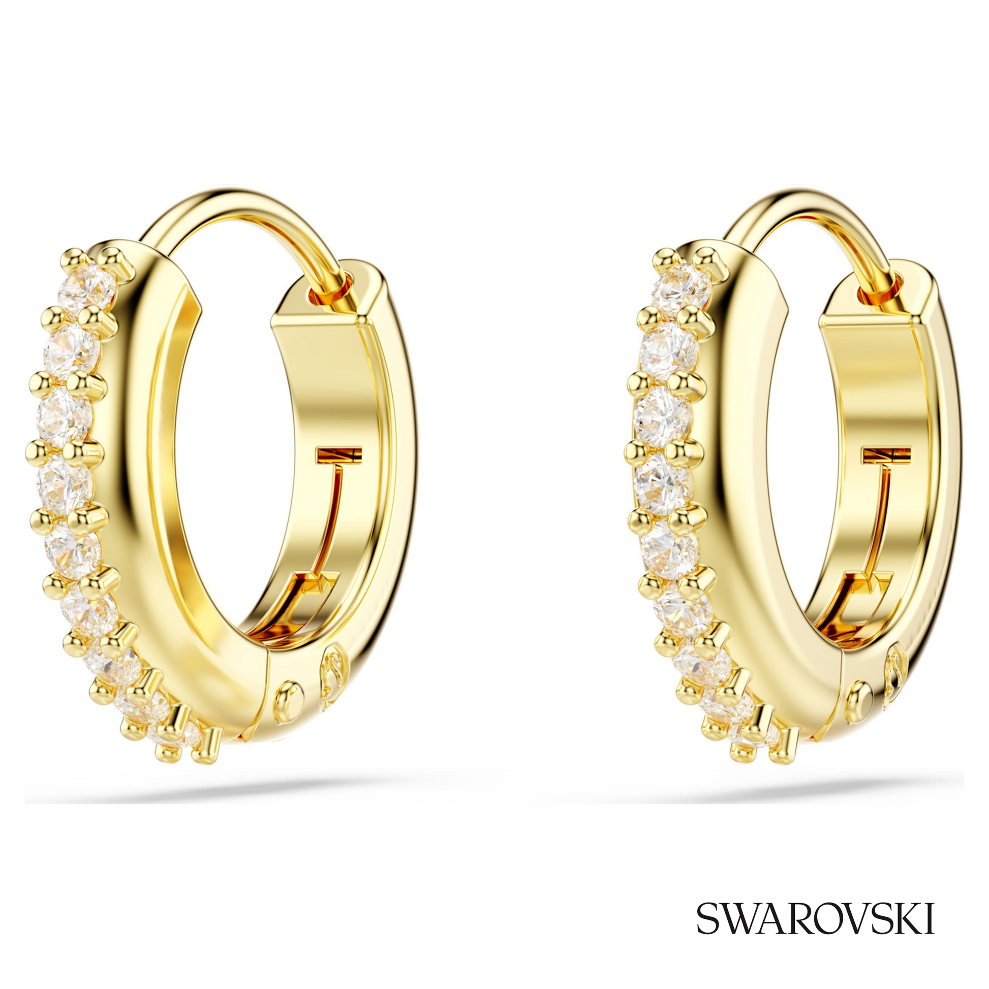 Swarovski Matrix hoop earrings, Round cut, White, 18K gold – item 5697228 image 3