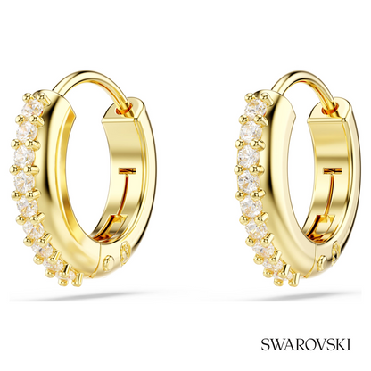 Swarovski Matrix hoop earrings, Round cut, White, 18K gold – item 5697228 image 3