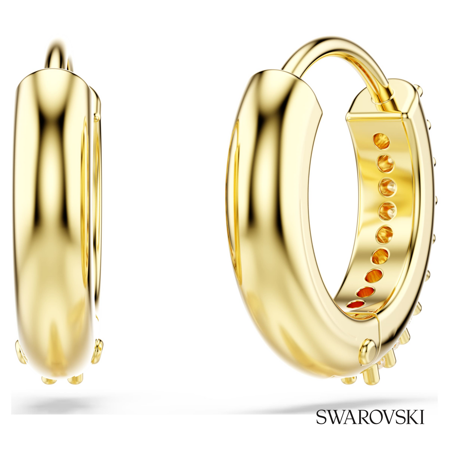 Swarovski Matrix hoop earrings, Round cut, White, 18K gold – item 5697228 image 4