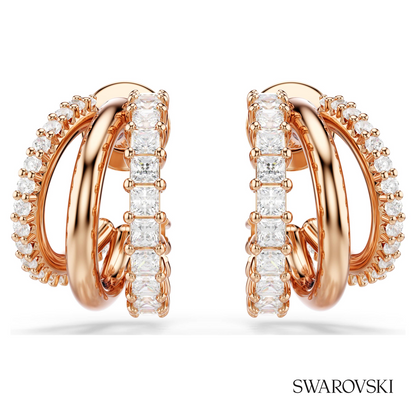 Hyperbola hoop earrings, Mixed cuts, Mini, White, 18K rose gold finish – item 5698702 – view 2