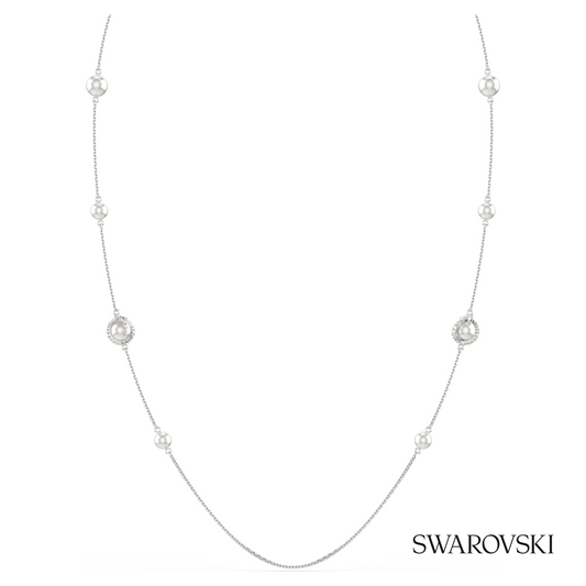 Snake strandage, Crystal pearl, Mixed cuts, Year of the Snake, White, Rhodium plated – item 5698893