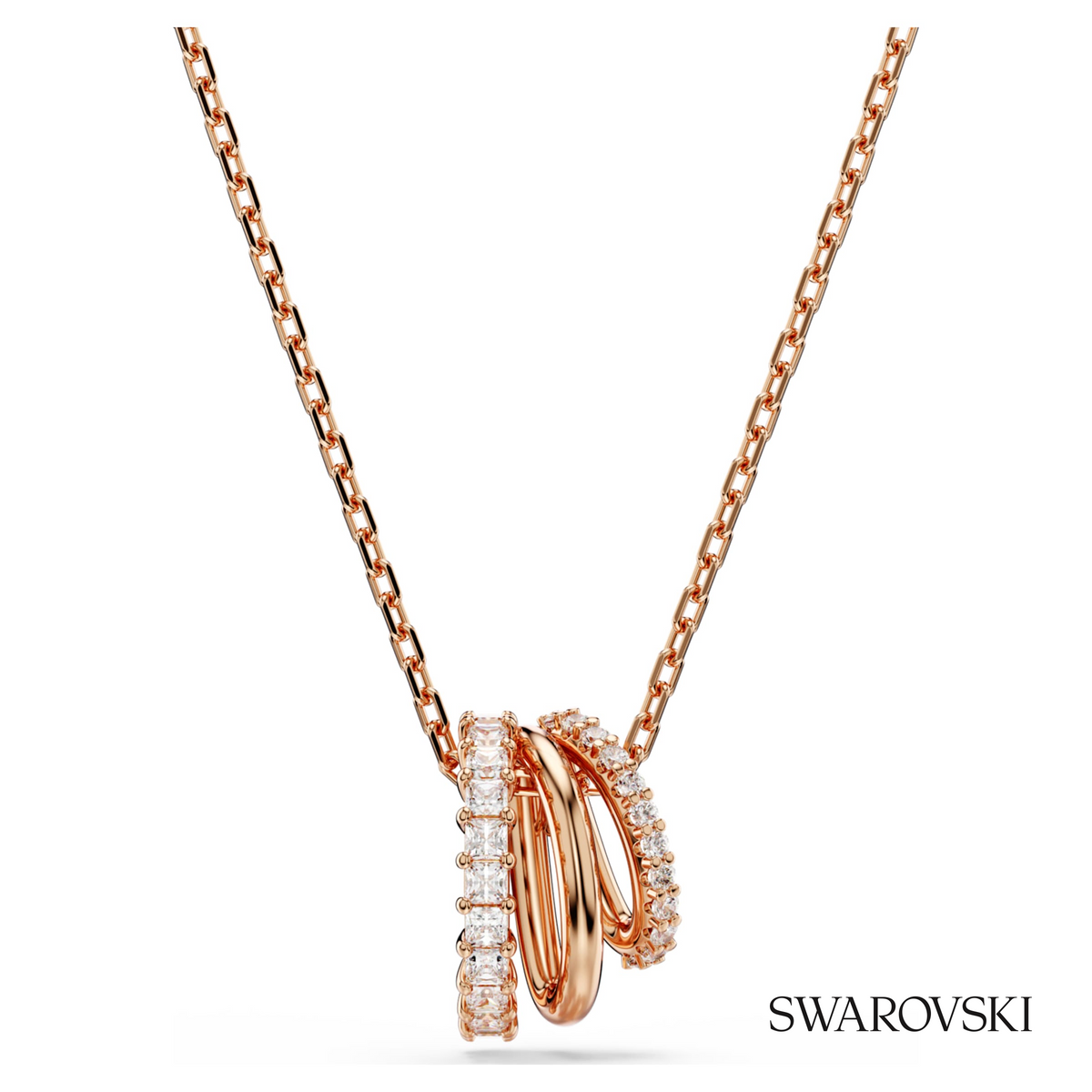 Hyperbola pendant, Mixed cuts, White, 18K rose gold finish – item 5701494 – view 4