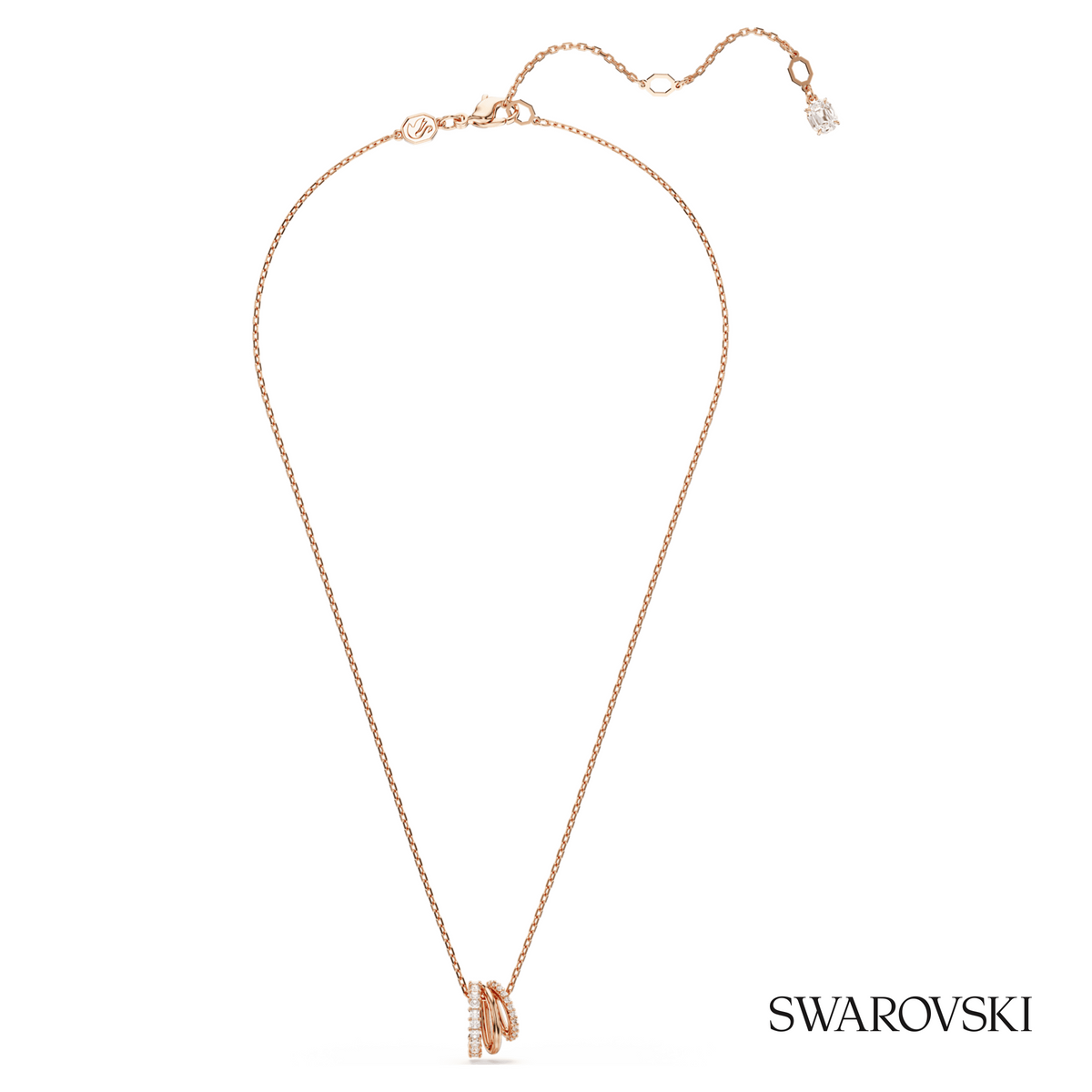Hyperbola pendant, Mixed cuts, White, 18K rose gold finish – item 5701494