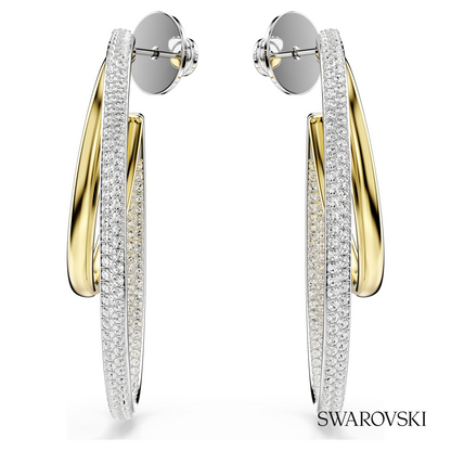 Hyperbola hoop earrings, Round cut, Medium, White, Mixed metal finish – item 5702400 – view 2