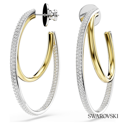 Hyperbola hoop earrings, Round cut, Medium, White, Mixed metal finish – item 5702400 – view 3