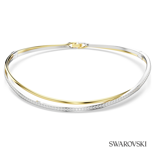 Hyperbola choker, Round cut, White, Mixed metal finish – item 5702408