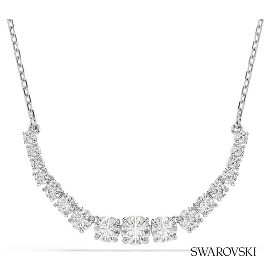 Matrix necklace, Gradient of round cuts, White, Rhodium plated – item 5705396