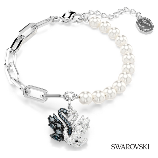 Swan bracelet, Crystal pearl, Swan, Black, Mixed metal finish – item 5705720