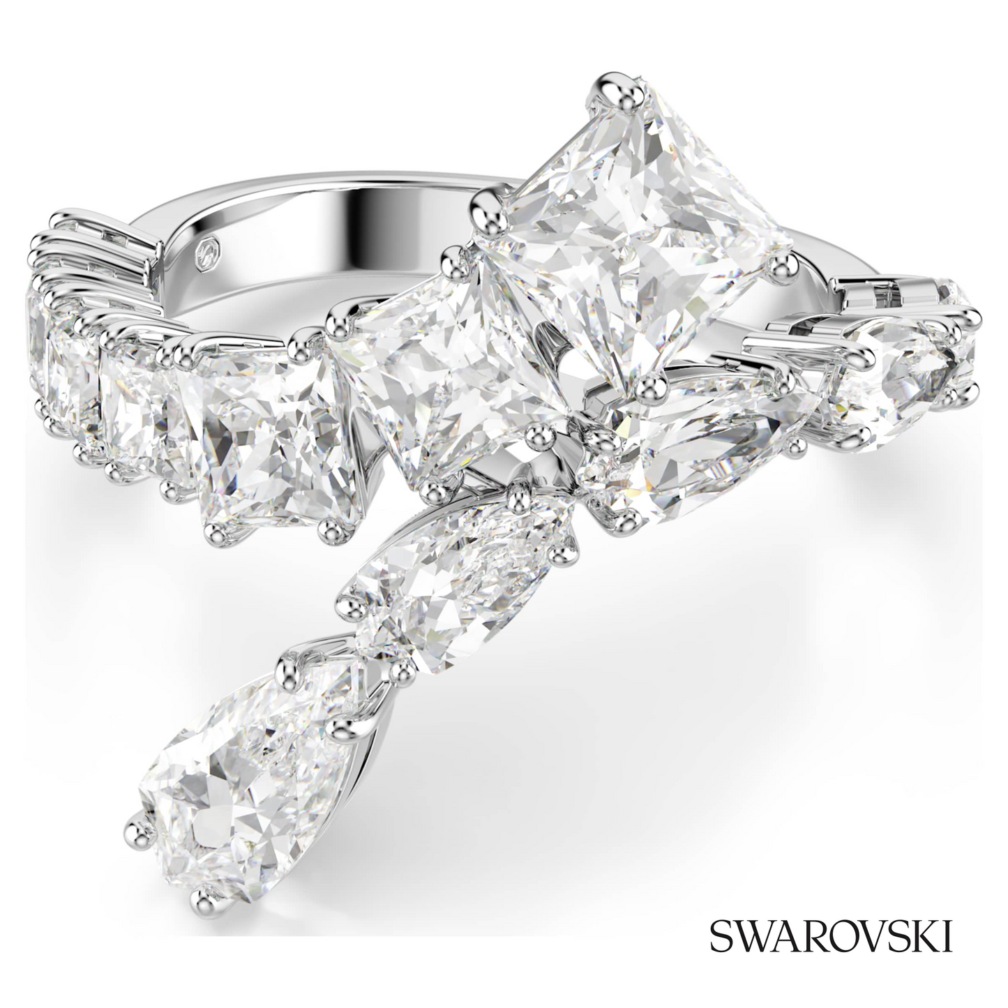 Swarovski Matrix ring, Mixed cuts, White, Rhodium plated – item 5705759