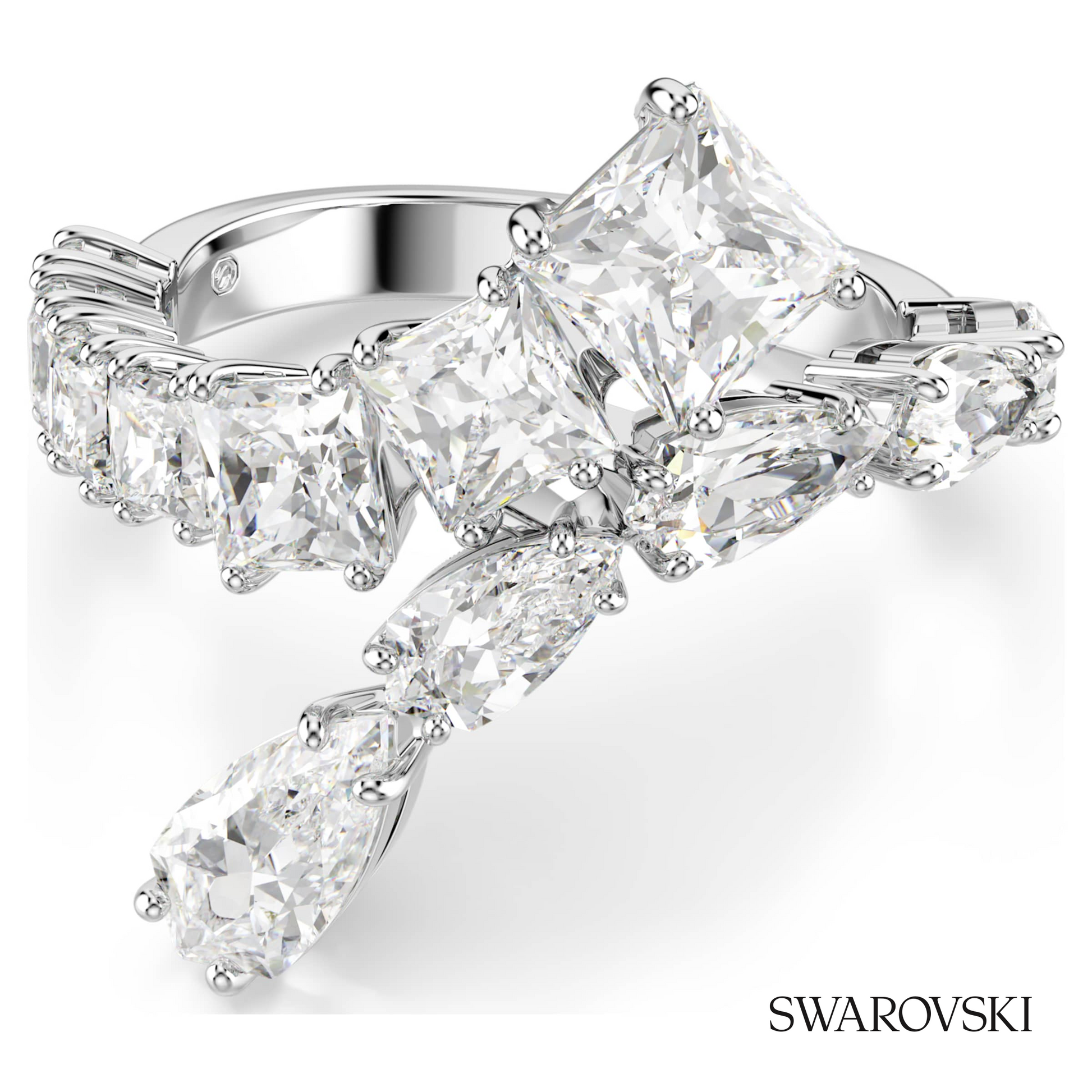 Swarovski Matrix ring, Mixed cuts, White, Rhodium plated – item 5705759