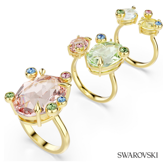 Gema ring, Set (3), Mixed cuts, Multicolored, 18K gold finish – item 5705811