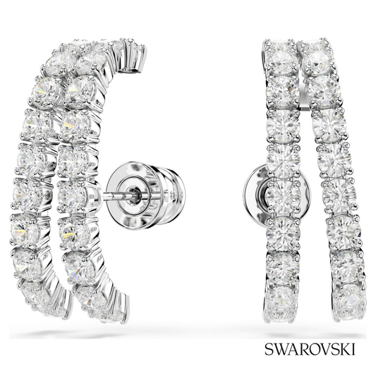 Matrix ear cuffs, Round cut, White, Rhodium plated – item 5705835
