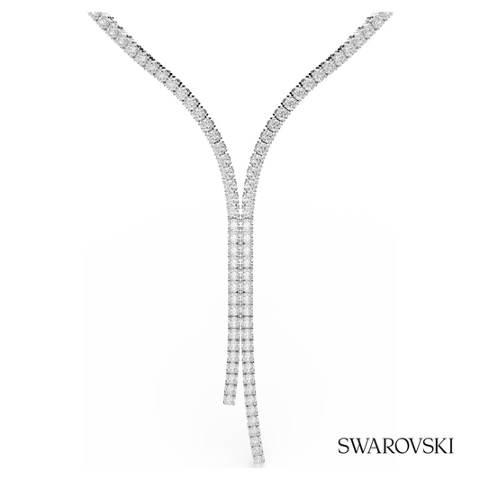 Matrix Y necklace, Round cut, White, Rhodium plated – item 5707988