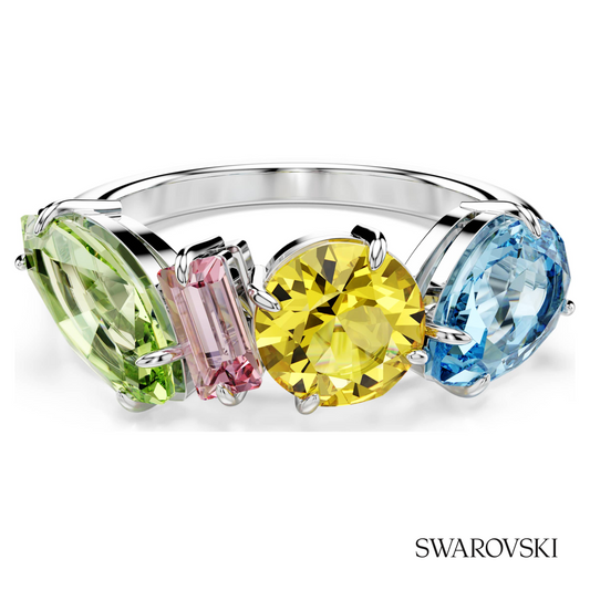 Gema ring, Mixed cuts, Multicolored, Rhodium plated – item 5708939