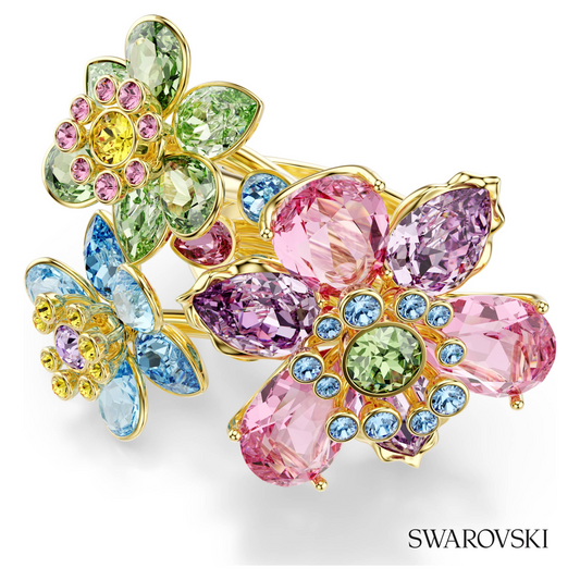 Idyllia ring, Mixed cuts, Flower, Multicolored, 18K gold finish – item 5709027