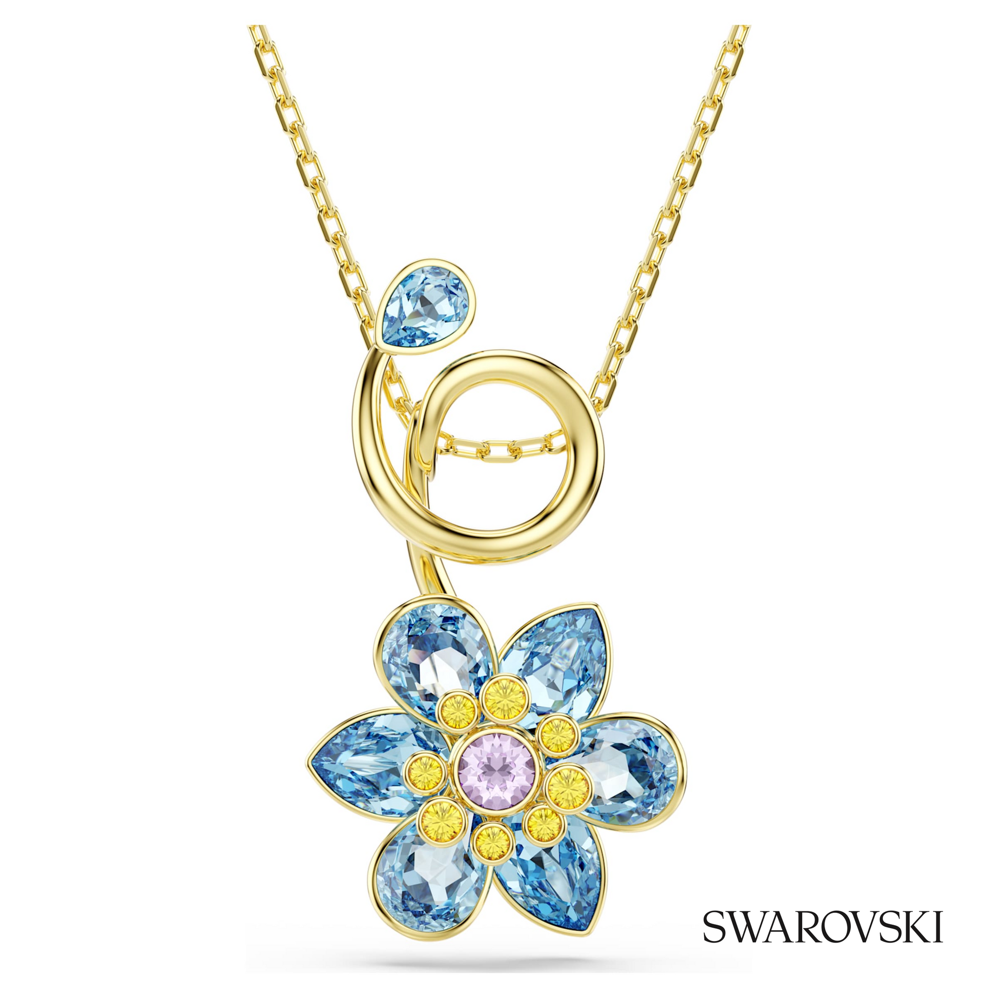 Swarovski Idyllia pendant, Mixed cuts, Flower, Blue, 18K – item 5709029