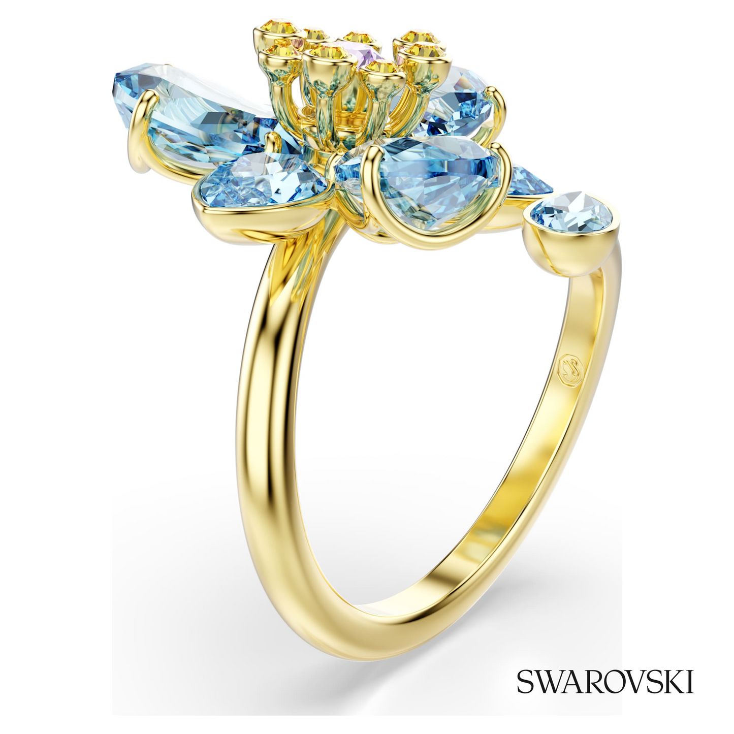 Swarovski Idyllia open ring, Mixed cuts, Flower, Blue, 18K – item 5709031 image 2
