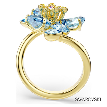 Swarovski Idyllia open ring, Mixed cuts, Flower, Blue, 18K – item 5709031 image 3