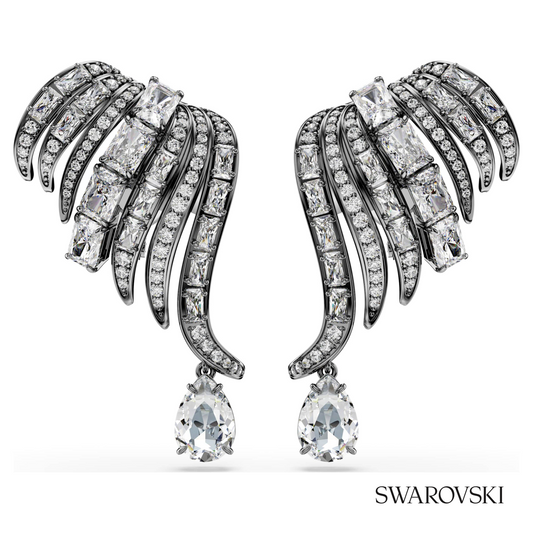 The Vienna Collection ear cuffs, Feather, White, Ruthenium plated – item 5709265