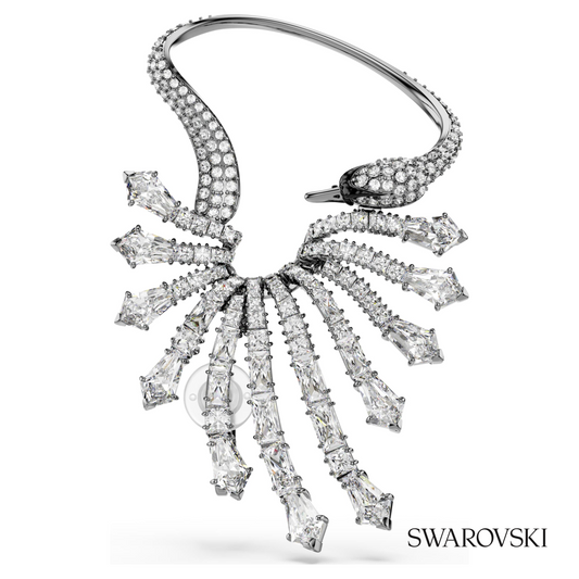 The Vienna Collection ear cuff, Swan, White, Ruthenium plated – item 5709266