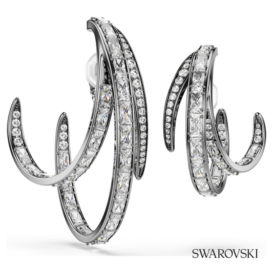 The Vienna Collection ear cuff set (3), Feather, White, Ruthenium plated – item 5709267