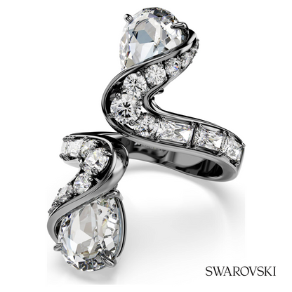 The Vienna Collection open ring, Feather, White, Ruthenium plated – item 5709272