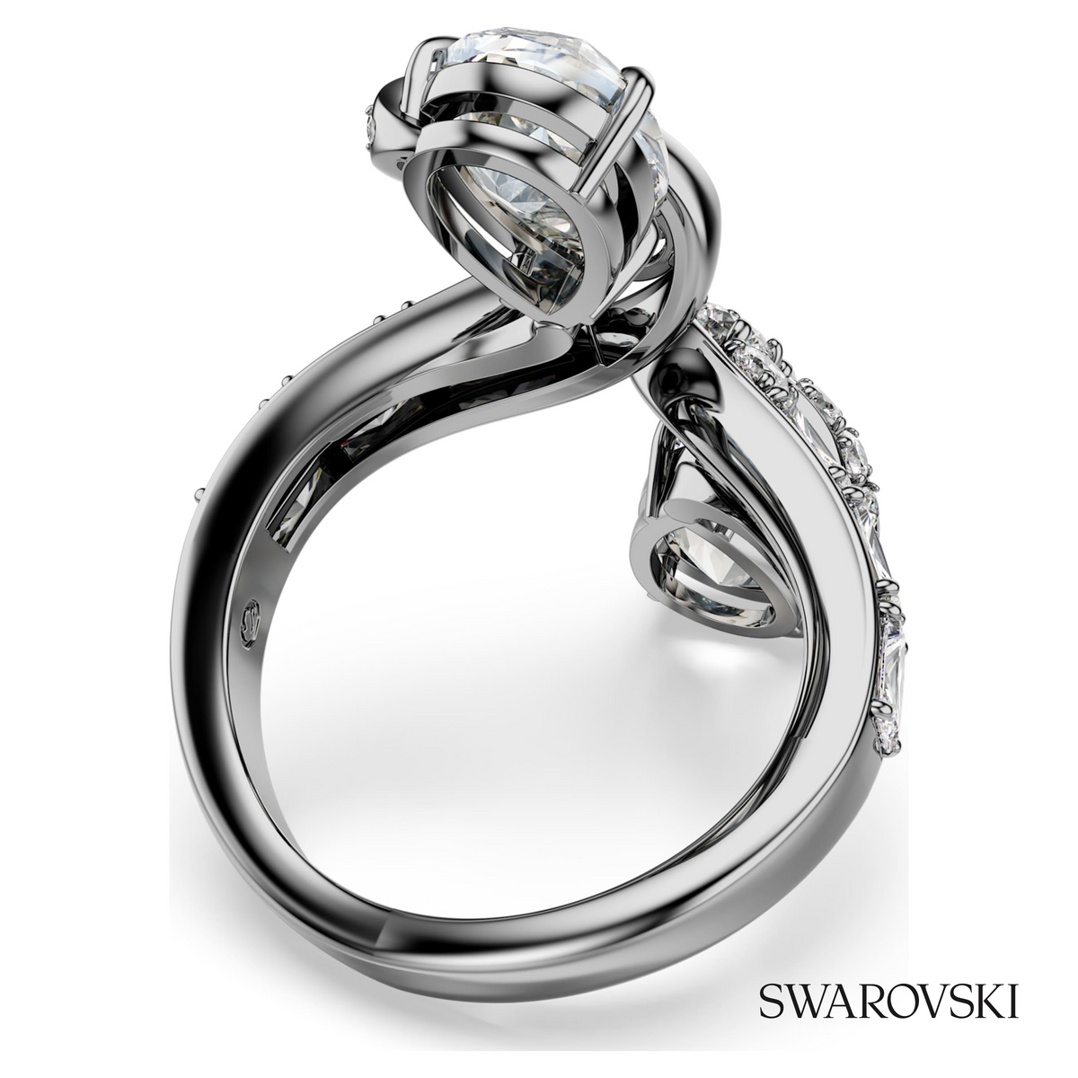The Vienna Collection open ring, Feather, White, Ruthenium plated – item 5709272 – view 4