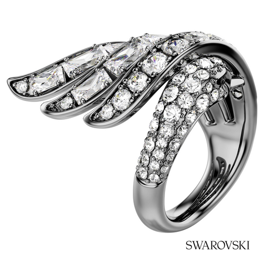 The Vienna Collection ring, Swan, White, Ruthenium plated – item 5709285