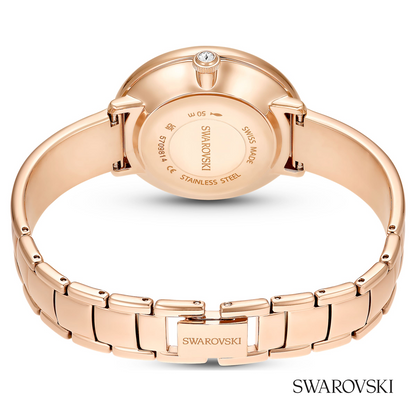 Crystalline bangle watch, Swiss Made, Metal bracelet, Beige