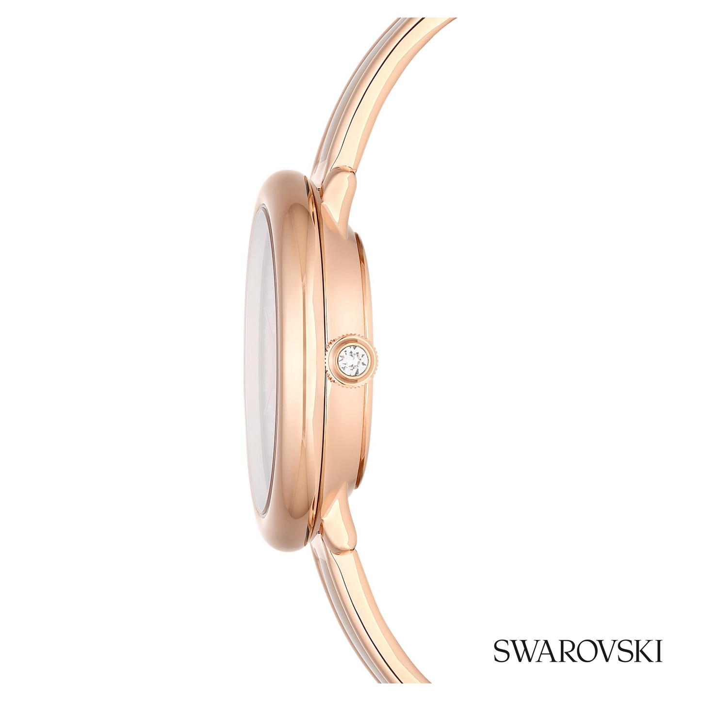 Crystalline bangle watch, Swiss Made, Metal bracelet, Beige