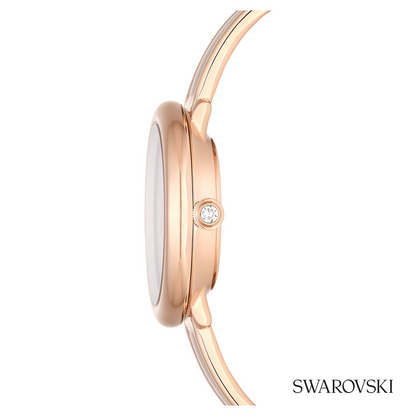 Crystalline bangle watch, Swiss Made, Metal bracelet, Beige