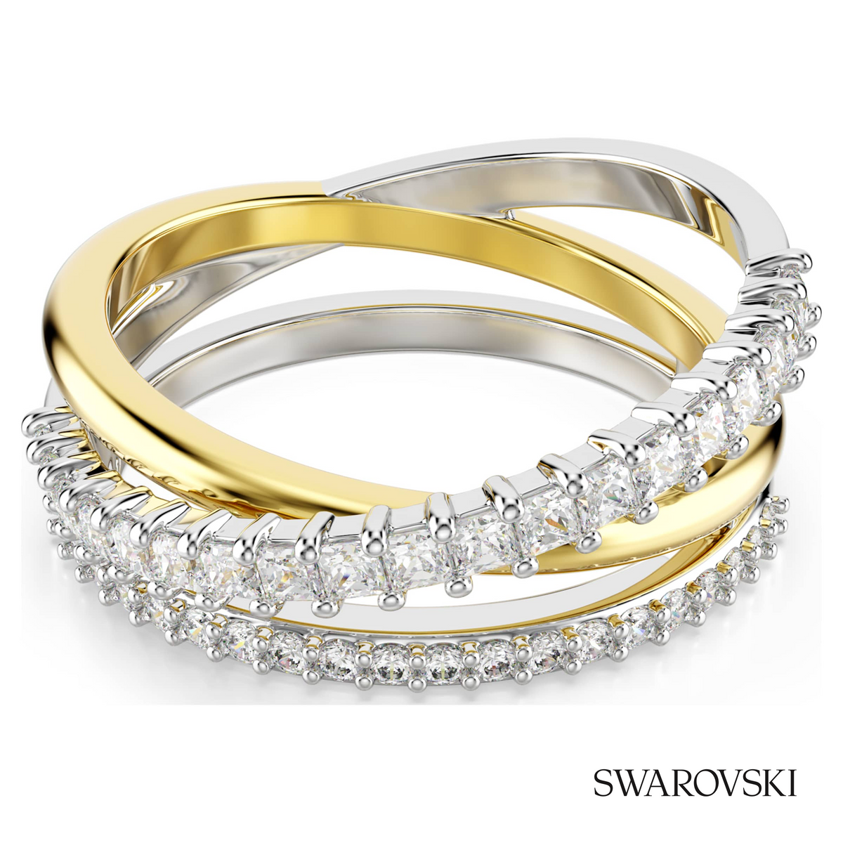 Hyperbola ring, Mixed cuts, White, Mixed metal finish – item 5714161