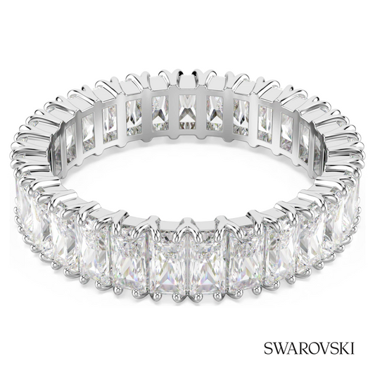 Matrix ring, Baguette cut, White, Silver-tone finish – item 5714332