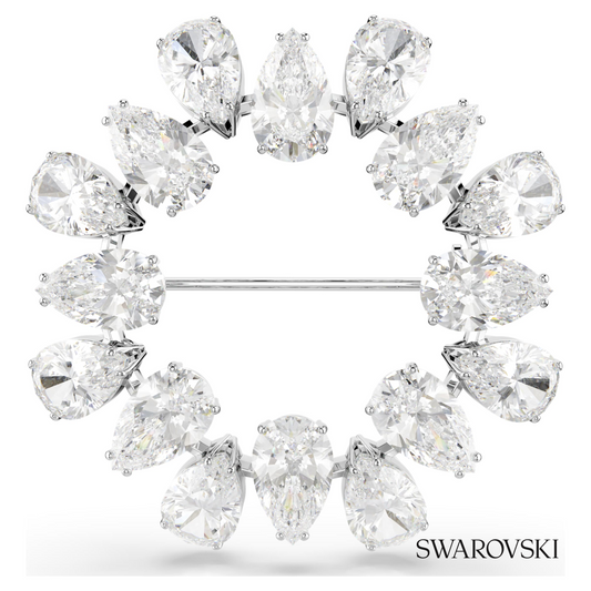 Matrix brooch, Pear cut, White, Rhodium plated – item 5714646