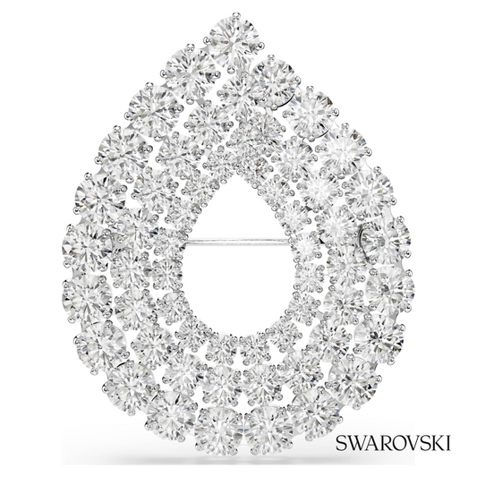 Matrix brooch, Round cut, White, Rhodium plated – item 5714648