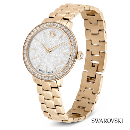 Matrix 3-link watch, Swiss Made, Metal bracelet, Gold tone, Champagne gold-tone finish