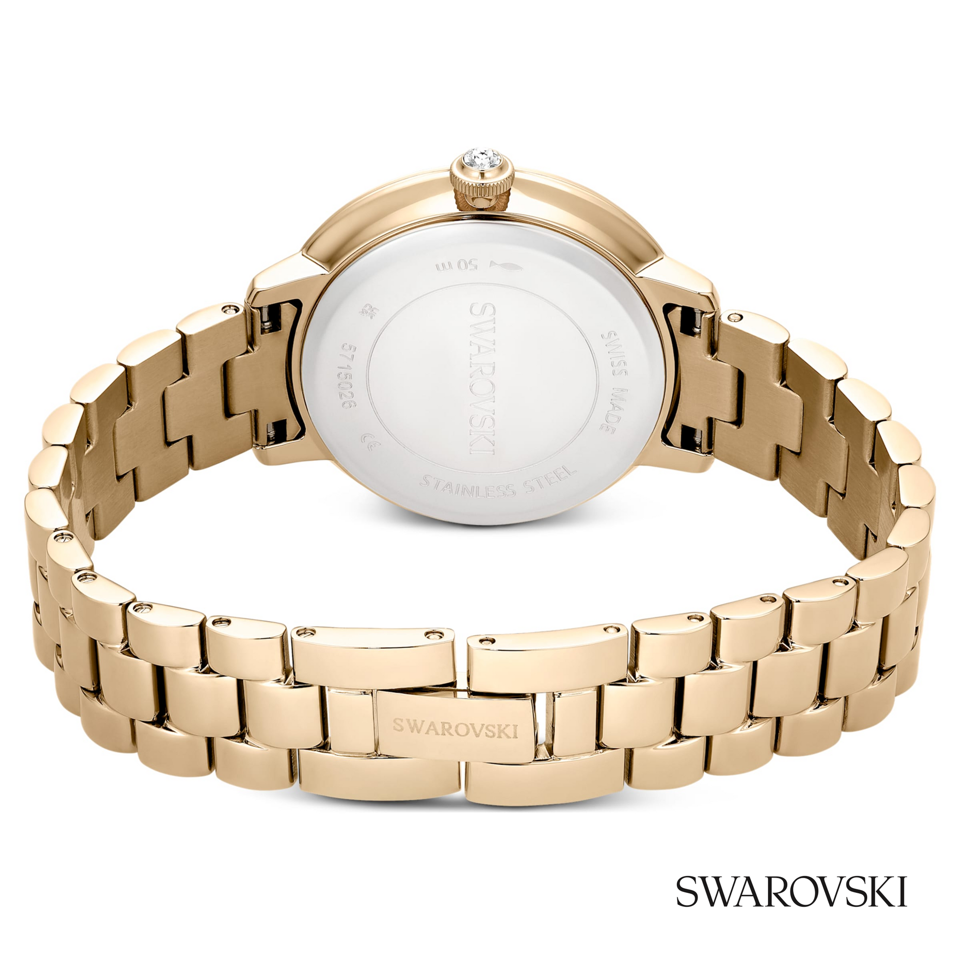 Matrix 3-link watch, Swiss Made, Metal bracelet, Gold tone, Champagne gold-tone finish