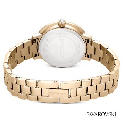 Matrix 3-link watch, Swiss Made, Metal bracelet, Gold tone, Champagne gold-tone finish
