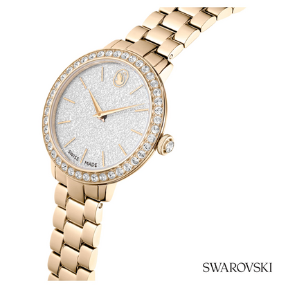 Matrix 3-link watch, Swiss Made, Metal bracelet, Gold tone, Champagne gold-tone finish