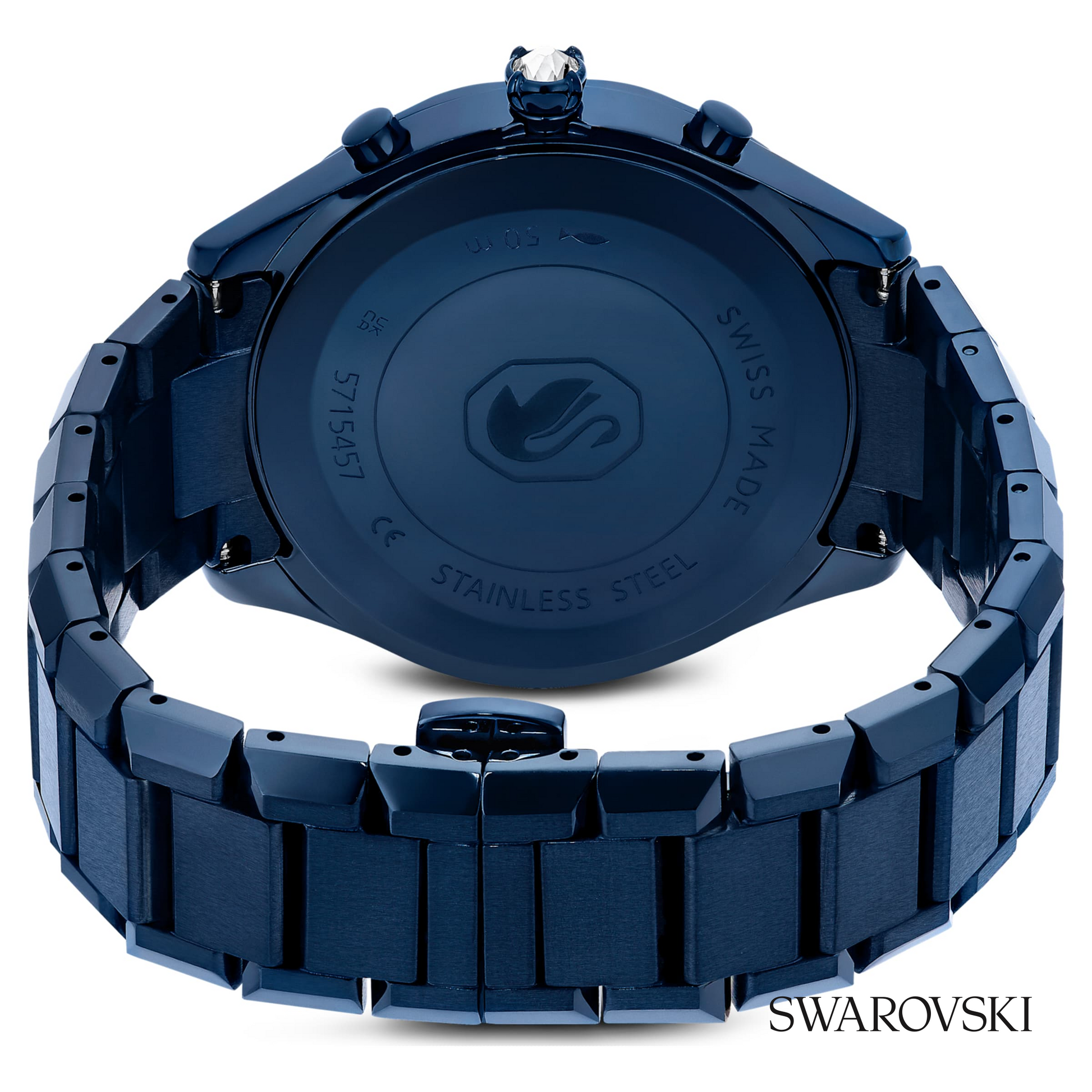 Dextera chrono watch, 39mm, Swiss Made, Metal bracelet, Blue finish