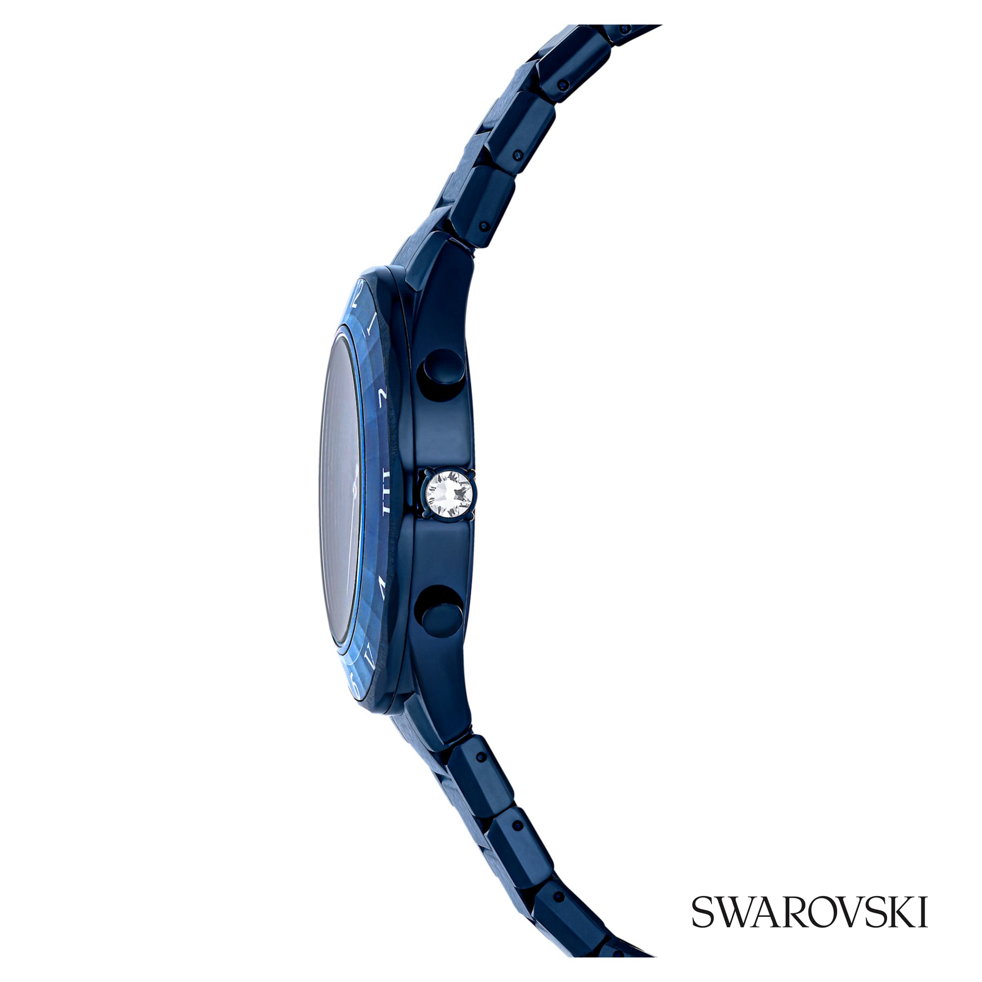 Dextera chrono watch, 39mm, Swiss Made, Metal bracelet, Blue finish