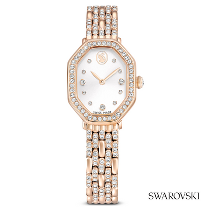 Dextera octagon watch, Swiss Made, Metal bracelet, Gold tone