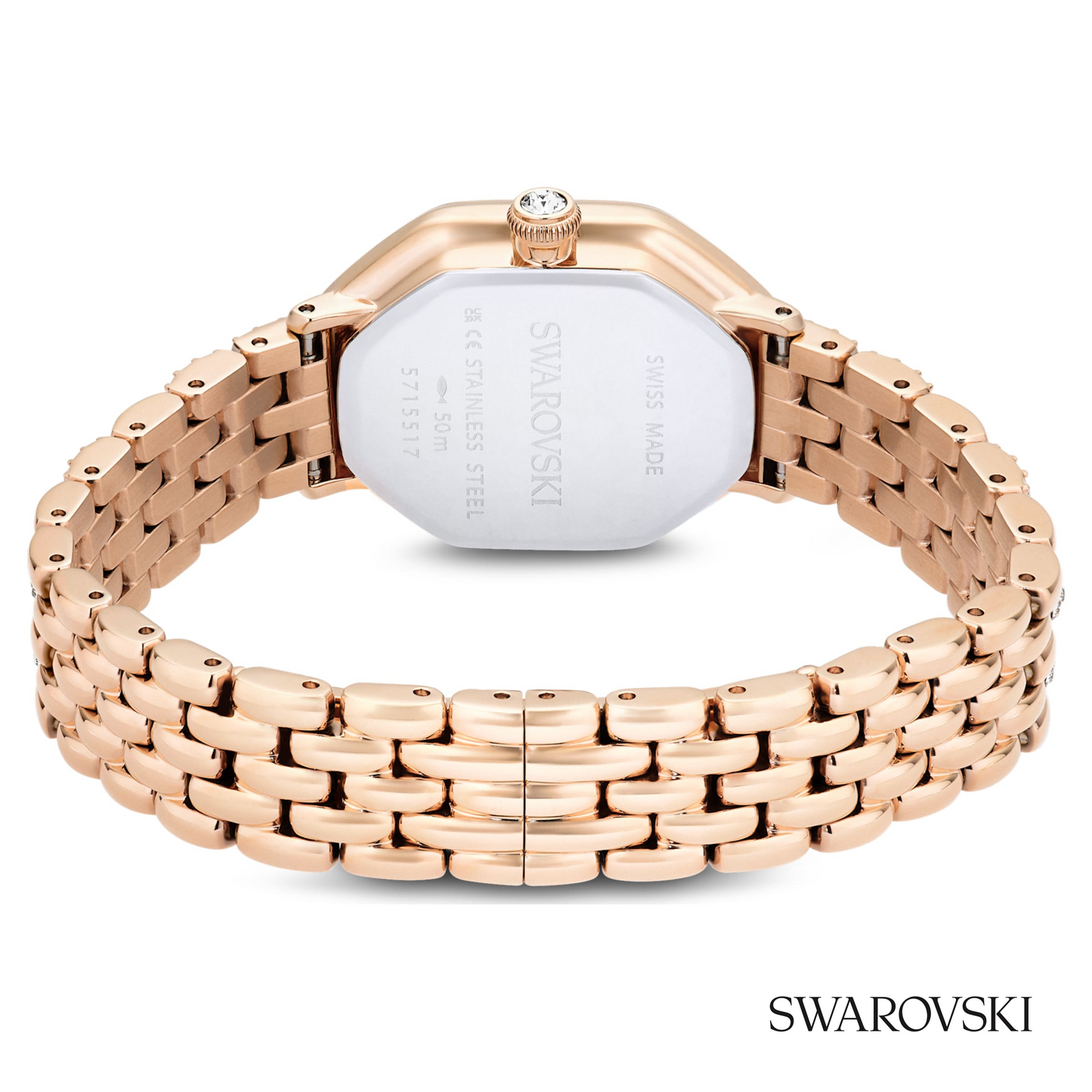 Dextera octagon watch, Swiss Made, Metal bracelet, Gold tone