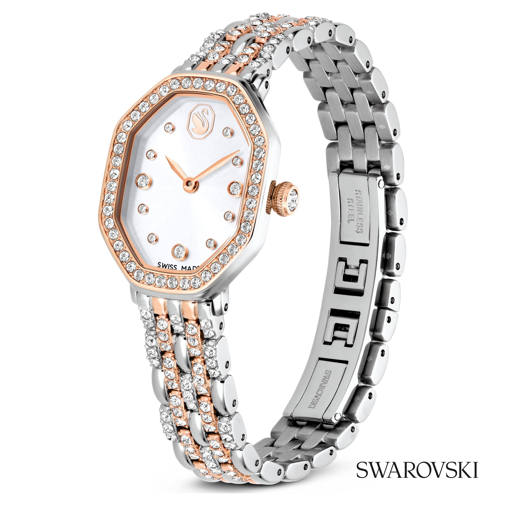 Dextera octagon watch, Swiss Made, Metal bracelet