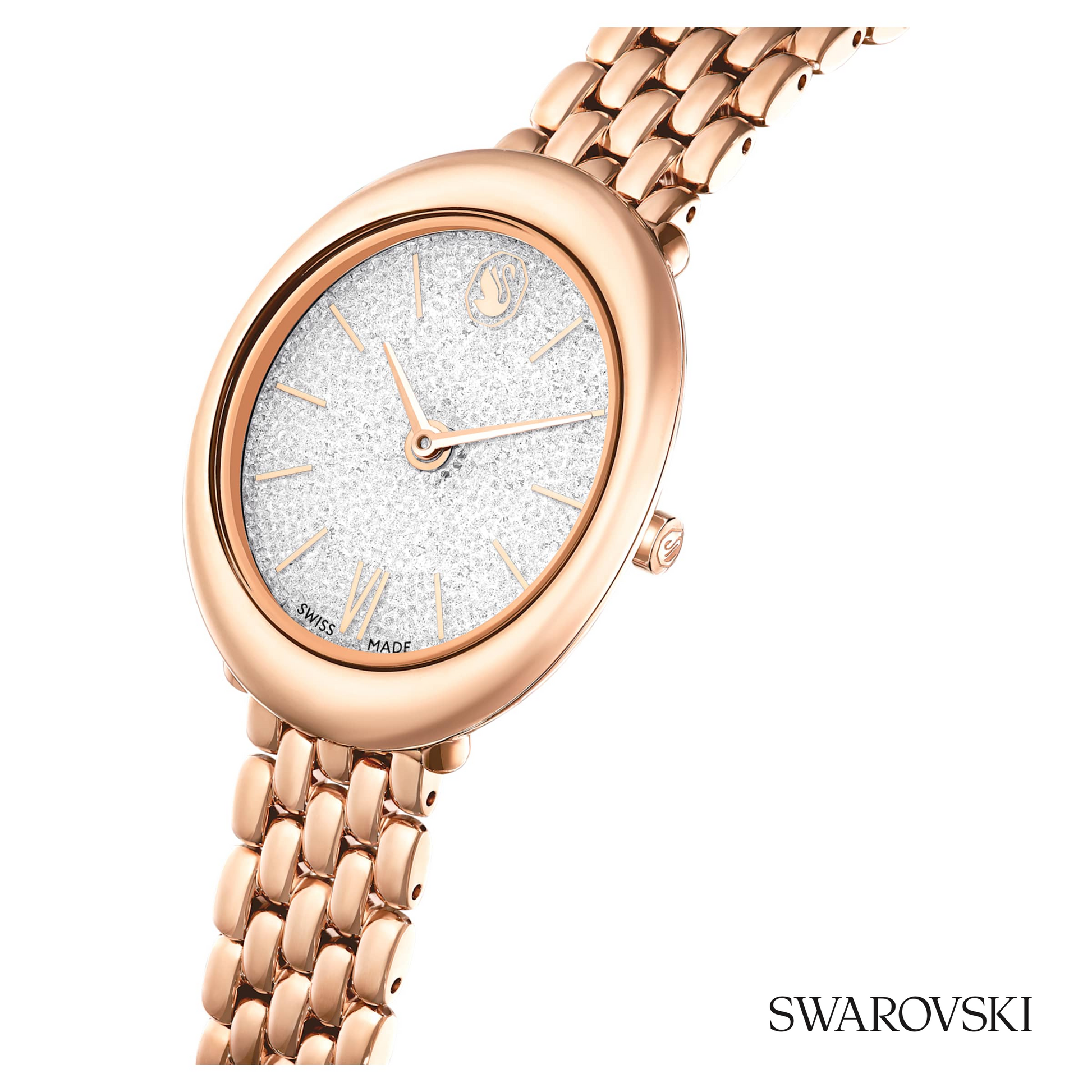 Imber oval watch, Swiss Made, Metal bracelet, Gold tone