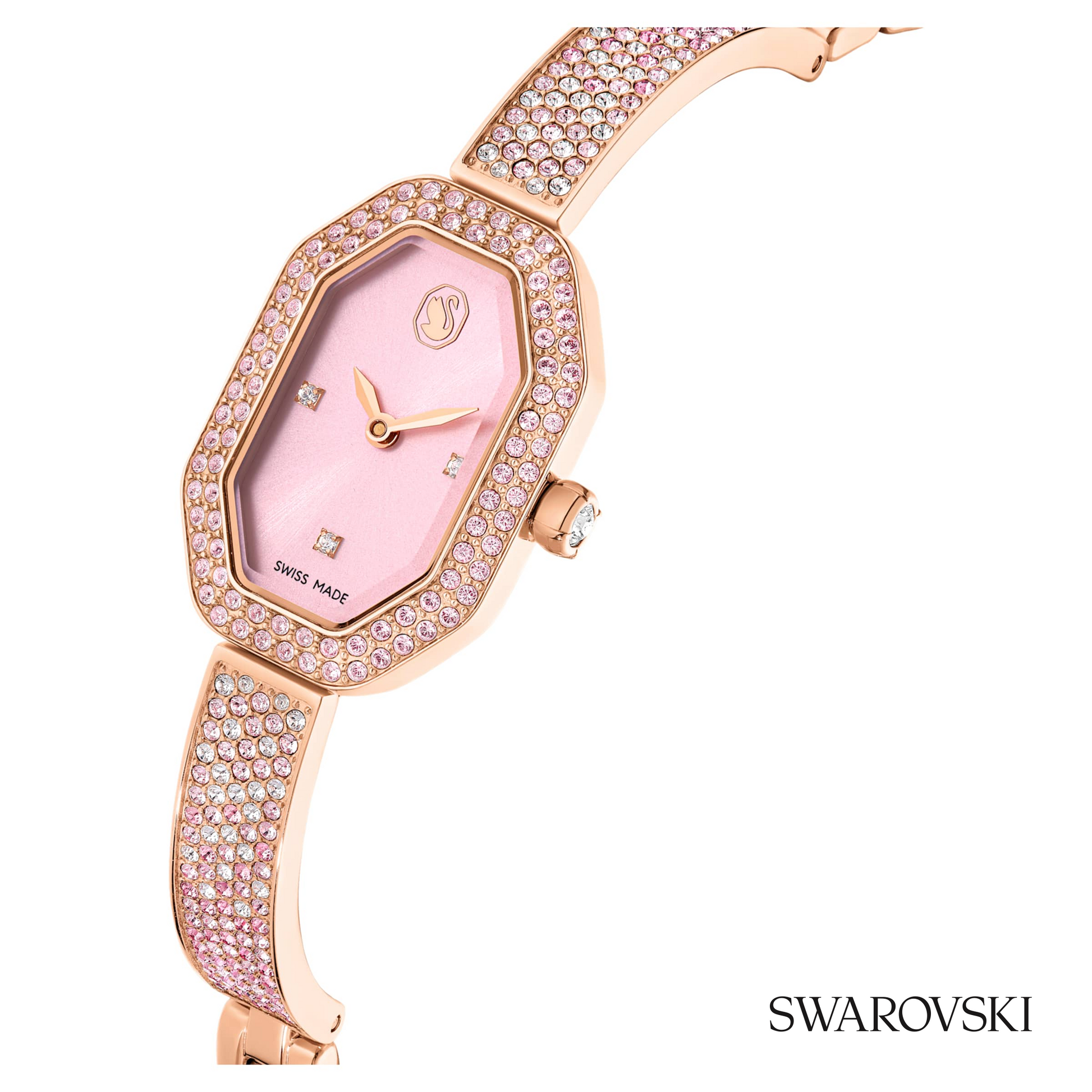 Dextera bangle watch, Swiss Made, Metal bracelet, Rose gold-tone plated