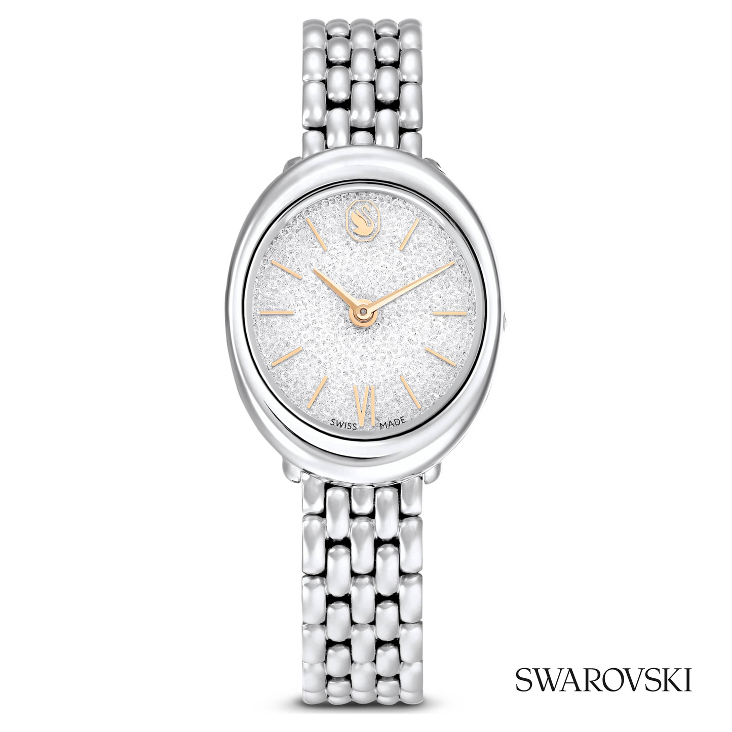 Imber oval watch, Swiss Made, Metal bracelet