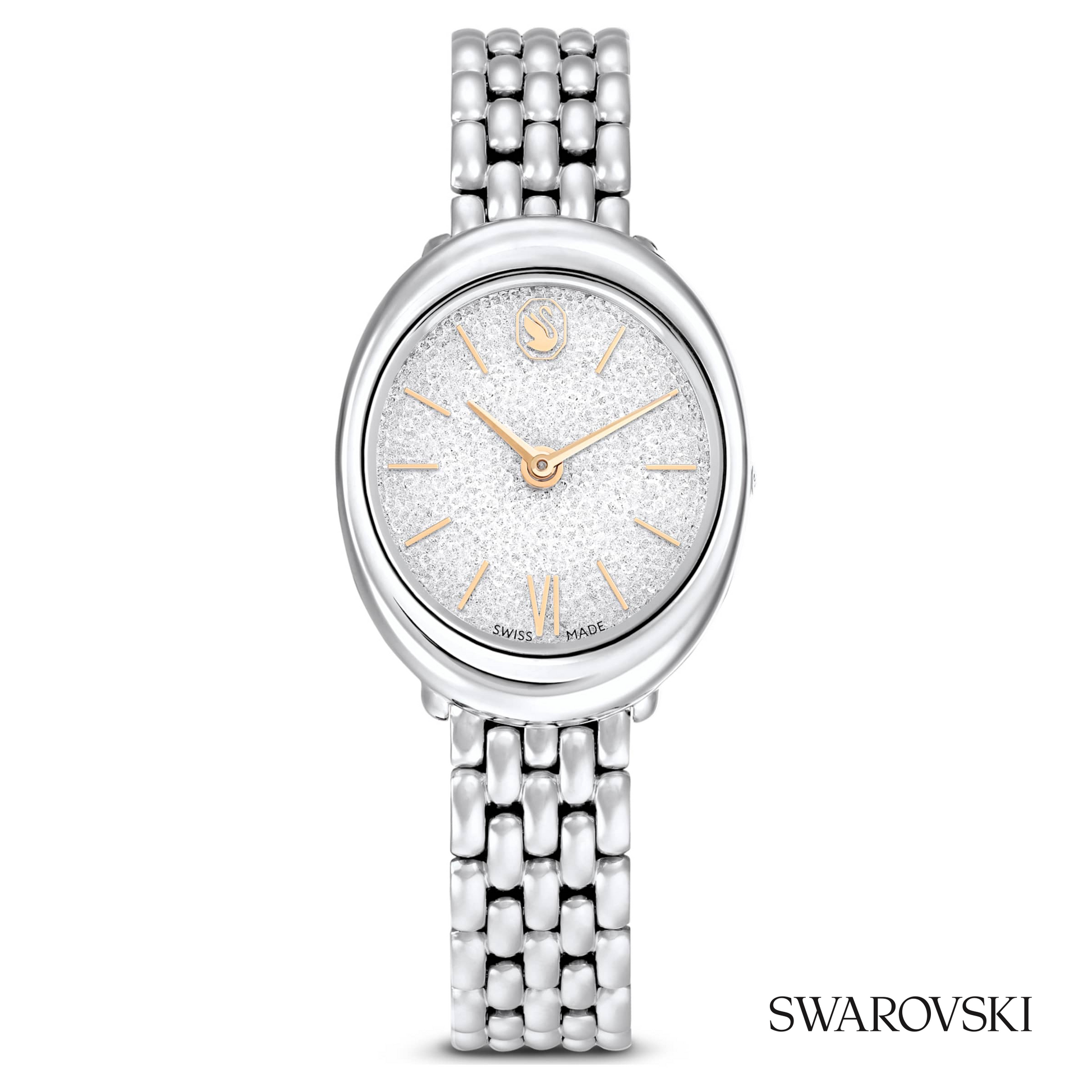 Imber oval watch, Swiss Made, Metal bracelet