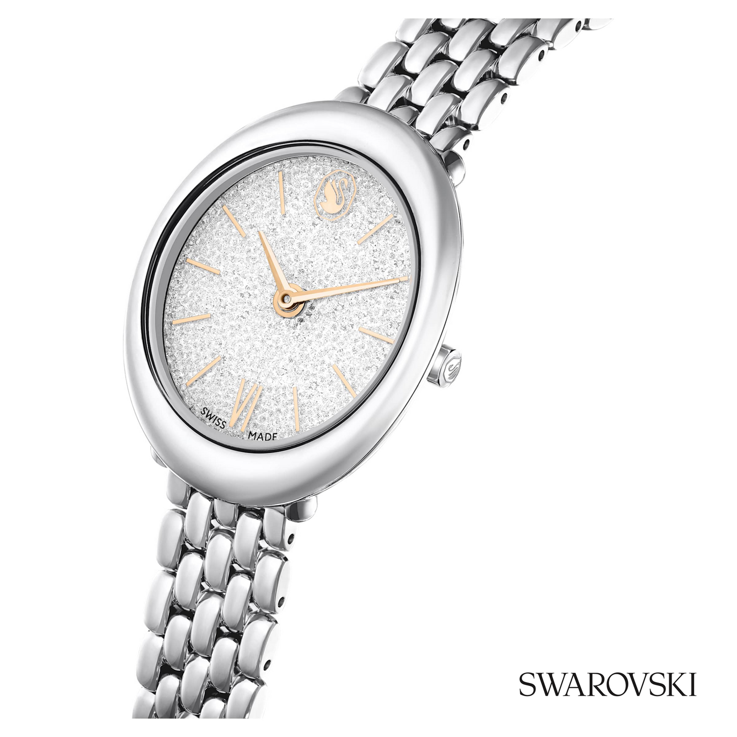 Imber oval watch, Swiss Made, Metal bracelet