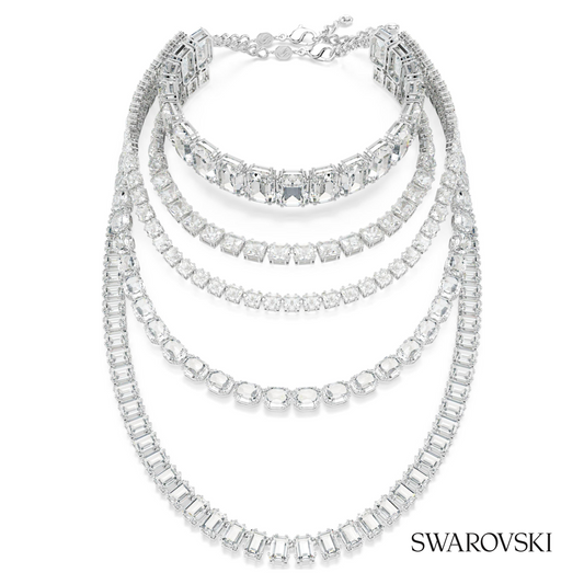 Millenia layered necklace, Mixed cuts, White, Rhodium plated – item 5717913